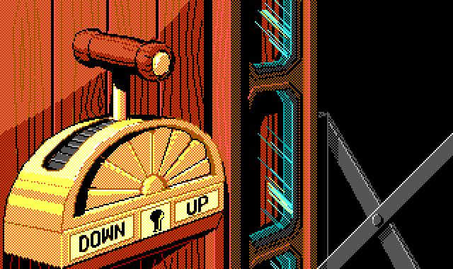 Old-timey elevator controls from The Colonel's Bequest.