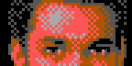 Part of a man's portrait done in EGA, which uses light gray as a highlight color.